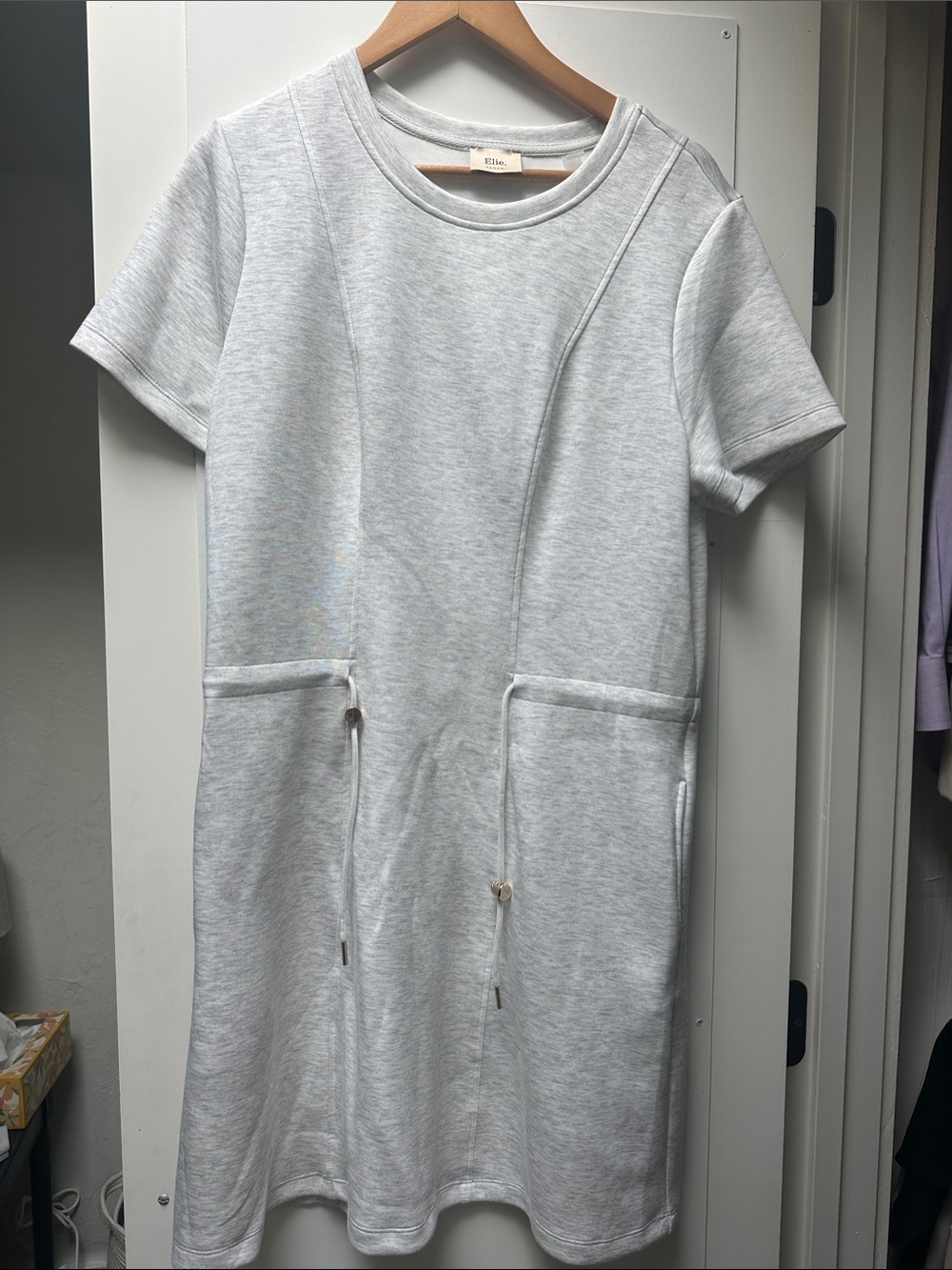 Tahari Elie Heather Gray Sweatshirt Dress